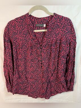 Mint Velvet Red &‎ Black Leopard Print Button Blouse XS